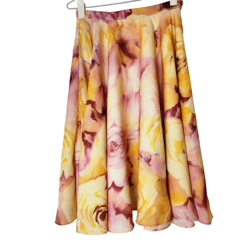 Fervour skirt full flare yellow and faded pink size 8/10 - Picture 1 of 7